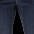 Close-up view of the inner thigh and crotch area of Cipher Jeans by Condor in dark blue denim with yellow stitching, popular among Military and Law Enforcement for their durability.